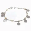 Bracciale con Monete e Perline COLORE ARGENTO Bianco