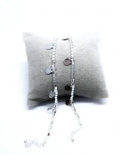 Bracciale con Pepite 3 mm e Orsetti Pendenti COLORE ARGENTO Bianco