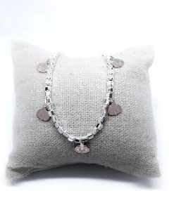 Bracciale con Pepite 3 mm e Gufetti Pendenti COLORE ARGENTO Bianco