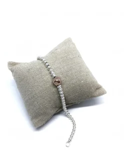 Bracciale con Rondelle e una Pepita Tonda Martellata Rosè