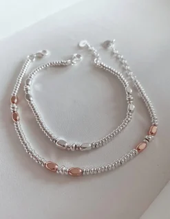 Bracciale con Rondelle e 6 Ovalini COLORE ARGENTO Bianco
