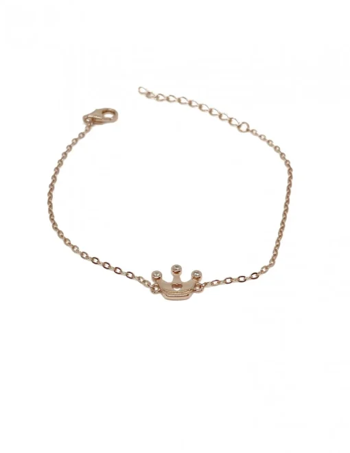 Bracciale Corona e Cuoricino COLORE ARGENTO Rosè