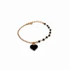 Bracciale Cristalli e Cuore Smaltato COLORE ARGENTO Rosè COLORE SMALTO nero