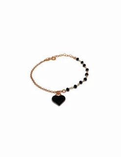 Bracciale Cristalli e Cuore Smaltato COLORE ARGENTO Rosè COLORE SMALTO nero