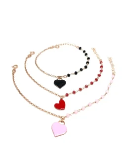 Bracciale Cristalli e Cuore Smaltato COLORE ARGENTO Rosè COLORE SMALTO nero