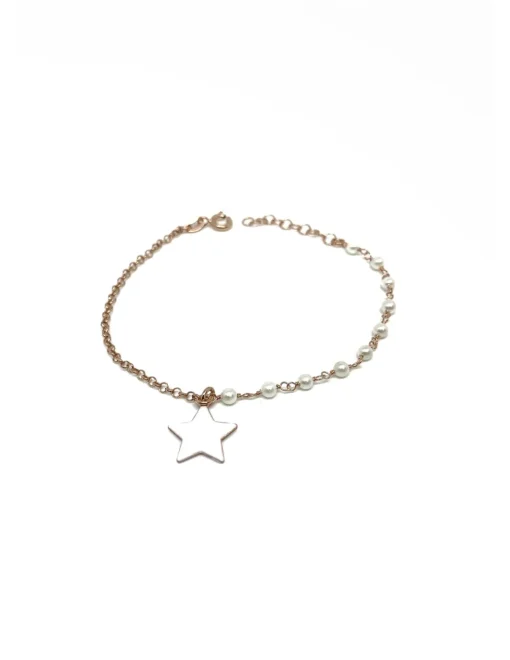 Bracciale Cristalli e Stella Smaltata COLORE ARGENTO Rosè COLORE SMALTO bianco