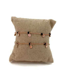 Bracciale Cristalli Neri e Soggetti Pendenti COLORE ARGENTO Rosè SOGGETTO cuore