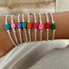 Bracciale Cubetti e Pepita Ovale Smaltata COLORE SMALTO ROSSO