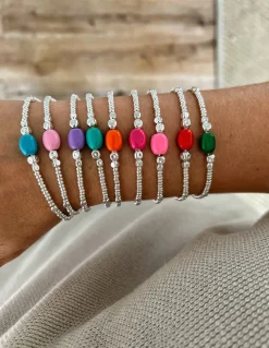 Bracciale Cubetti e Pepita Ovale Smaltata COLORE SMALTO ROSSO
