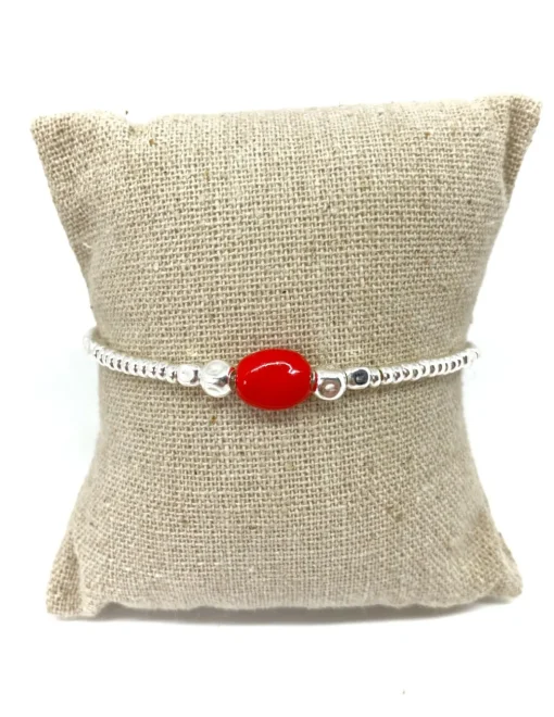 Bracciale Cubetti e Pepita Ovale Smaltata COLORE SMALTO ROSSO