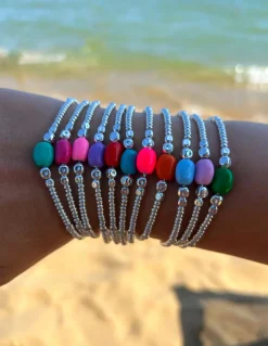 Bracciale Cubetti e Pepita Ovale Smaltata COLORE SMALTO ROSSO