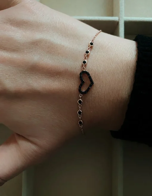 Bracciale Cuore Vuoto Zirconi Neri