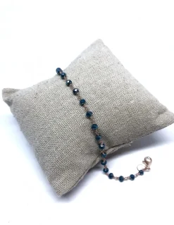 Bracciale di Cristalli di colore Azzurro Blu COLORE ARGENTO Rosè