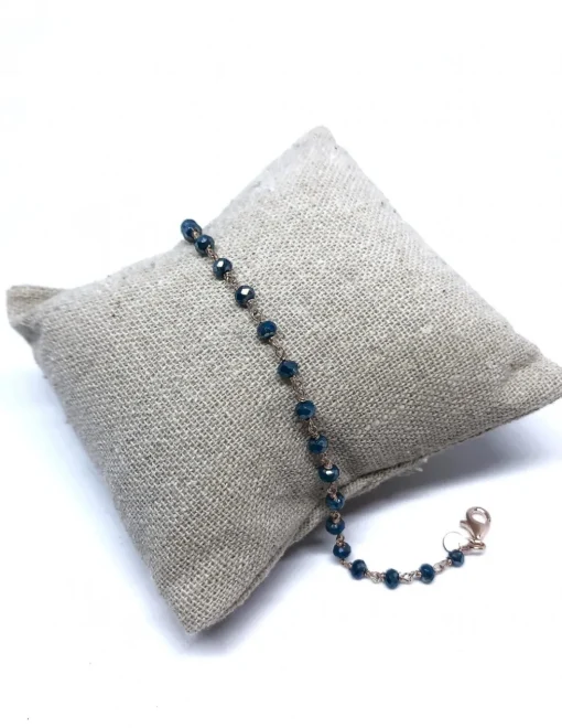 Bracciale di Cristalli di colore Azzurro Blu COLORE ARGENTO Rosè