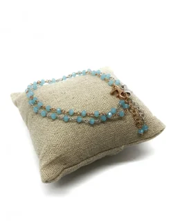 Bracciale di Cristalli di Colore Azzurro COLORE ARGENTO Bianco