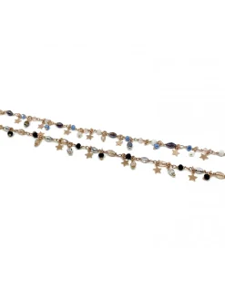 Bracciale di Cristalli e Stelle Pendenti COLORE ARGENTO Rosè COLORE CRISTALLI cristalli neri