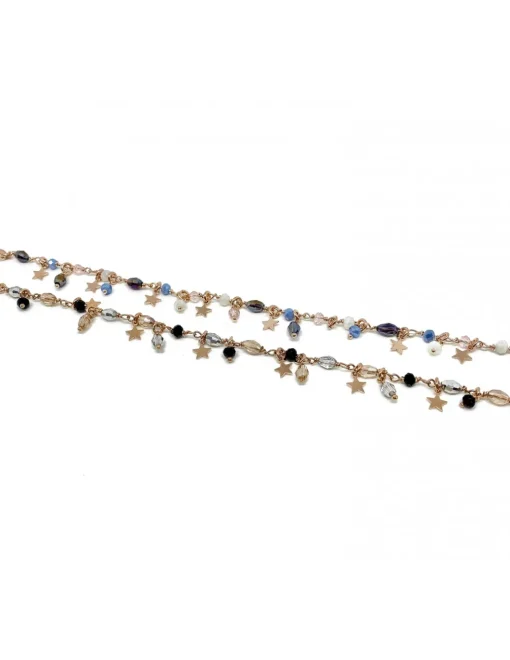 Bracciale di Cristalli e Stelle Pendenti COLORE ARGENTO Rosè COLORE CRISTALLI cristalli neri