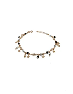 Bracciale di Cristalli e Stelle Pendenti COLORE ARGENTO Rosè COLORE CRISTALLI cristalli neri