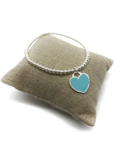 Bracciale Elastico con Cuore Azzurro