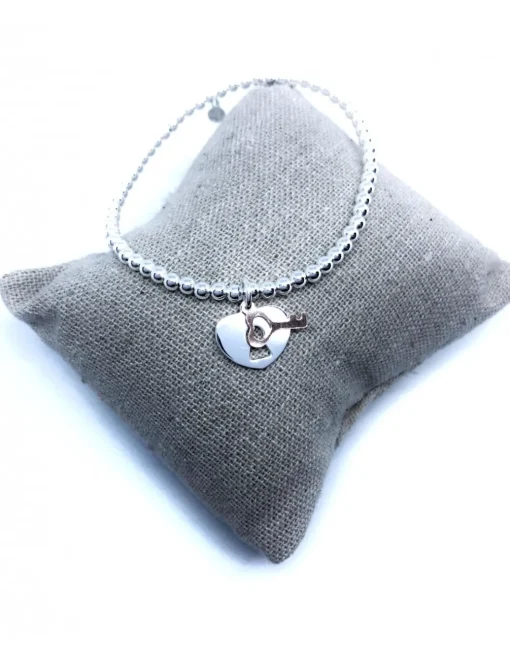 Bracciale Elastico con Cuore a Lucchetto
