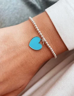 Bracciale Elastico con Cuore Azzurro