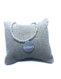 Bracciale Elastico con Targhetta Tonda "Sisters"