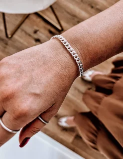 Bracciale Groumette Piatta Superleggera COLORE ARGENTO Bianco LUNGHEZZA CATENINA 17 + 3