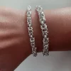 Bracciale Maglia Bizantina COLORE ARGENTO Bianco LUNGHEZZA BRACCIALE 18 CM GRANDEZZA DELLA MAGLIA S (5 mm)