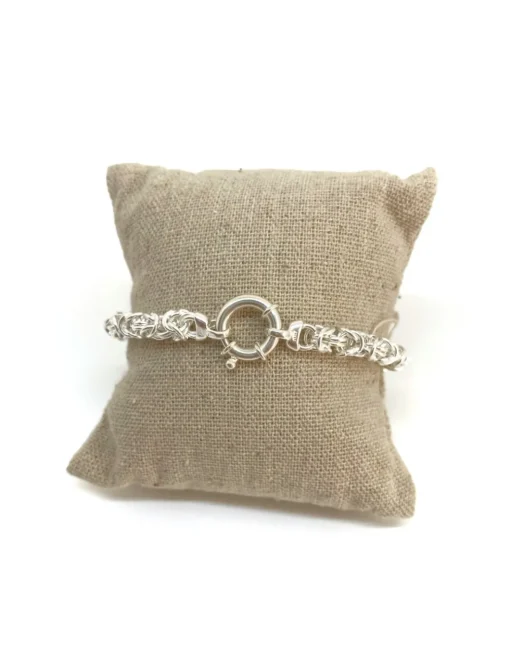 Bracciale Maglia Bizantina COLORE ARGENTO Bianco LUNGHEZZA BRACCIALE 18 CM GRANDEZZA DELLA MAGLIA S (5 mm)