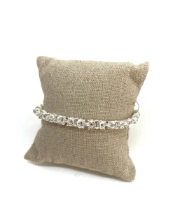 Bracciale Maglia Bizantina COLORE ARGENTO Bianco LUNGHEZZA BRACCIALE 18 CM GRANDEZZA DELLA MAGLIA S (5 mm)