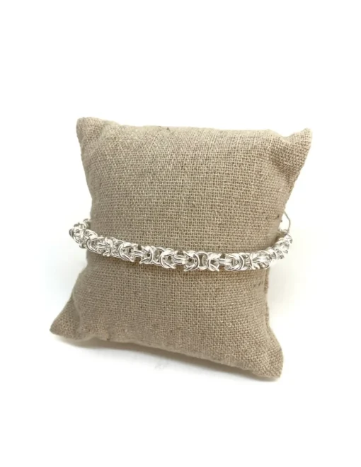 Bracciale Maglia Bizantina COLORE ARGENTO Bianco LUNGHEZZA BRACCIALE 18 CM GRANDEZZA DELLA MAGLIA S (5 mm)