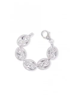 Bracciale Maglia Marina Bombata COLORE ARGENTO Bianco CIRCONFERENZA POLSO 18 - 19 cm