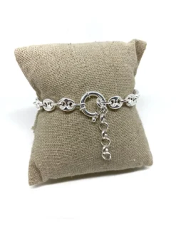 Bracciale Maglia Marina Bombata Mini COLORE ARGENTO Bianco LUNGHEZZA BRACCIALE 17 CM + 3 CM ALLUNGATORE