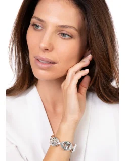 Bracciale Maglia Marina Bombata COLORE ARGENTO Bianco CIRCONFERENZA POLSO 18 - 19 cm