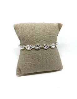 Bracciale Maglia Marina Bombata Mini COLORE ARGENTO Bianco LUNGHEZZA BRACCIALE 17 CM + 3 CM ALLUNGATORE