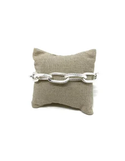 Bracciale Maglia Rettangolare Squadrata Lavorata Piccola COLORE ARGENTO Bianco CIRCONFERENZA POLSO 15 - 16 cm