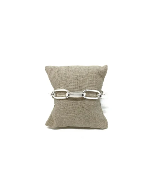 Bracciale Maglia Rettangolare Squadrata COLORE ARGENTO Bianco CIRCONFERENZA POLSO 14 - 15 cm
