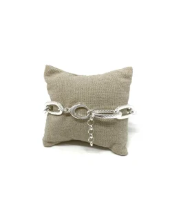 Bracciale Maglia Rettangolare Squadrata Lavorata Piccola COLORE ARGENTO Bianco CIRCONFERENZA POLSO 15 - 16 cm