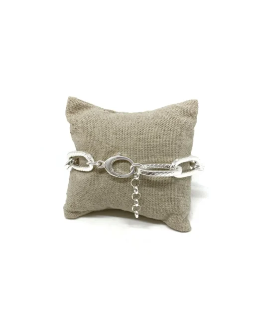 Bracciale Maglia Rettangolare Squadrata Lavorata Piccola COLORE ARGENTO Bianco CIRCONFERENZA POLSO 15 - 16 cm
