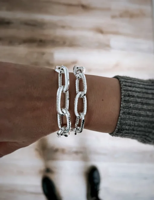 Bracciale Maglia Rettangolare Squadrata Lavorata Piccola COLORE ARGENTO Bianco CIRCONFERENZA POLSO 15 - 16 cm