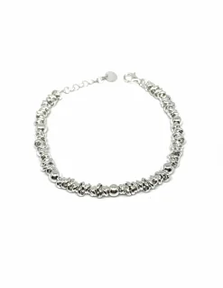Bracciale Nodi Piccoli e Sfere COLORE ARGENTO Bianco