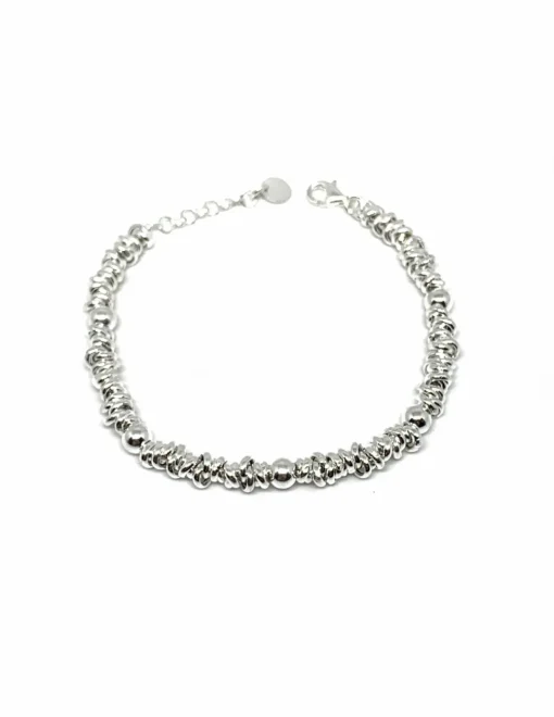 Bracciale Nodi Piccoli e Sfere COLORE ARGENTO Bianco