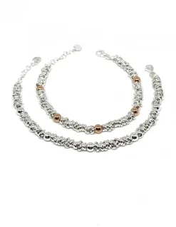 Bracciale Nodi Piccoli e Sfere COLORE ARGENTO Bianco