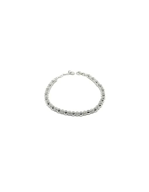 Bracciale Palline Diamante Alternate COLORE ARGENTO Bianco
