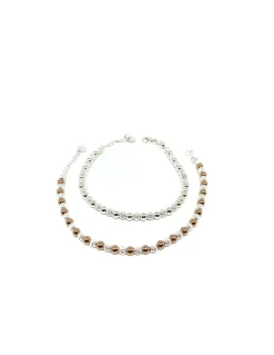 Bracciale Palline Diamante Alternate COLORE ARGENTO Bianco