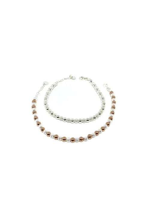 Bracciale Palline Diamante Alternate COLORE ARGENTO Bianco