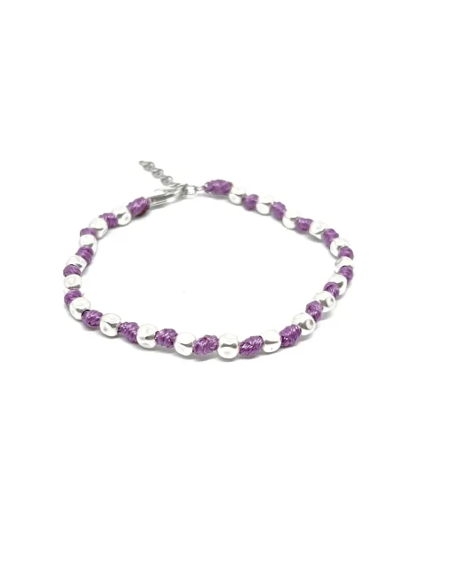Bracciale Pepite e Nodini Colorati LUNGHEZZA BRACCIALE 18 CM + 3 CM ALLUNGATORE COLORE CORDINO Violetto