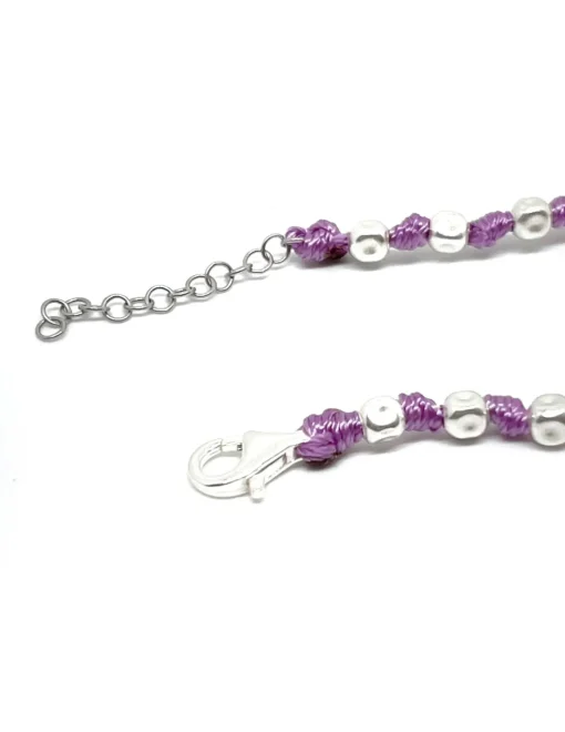 Bracciale Pepite e Nodini Colorati LUNGHEZZA BRACCIALE 18 CM + 3 CM ALLUNGATORE COLORE CORDINO Violetto