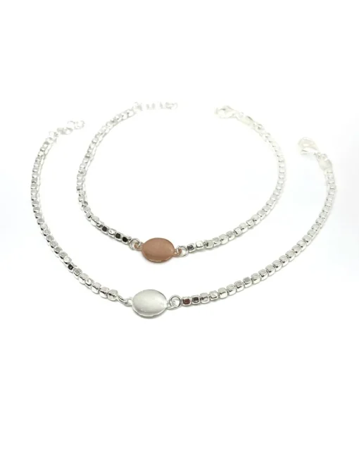 Bracciale Pepite e Tondino COLORE ARGENTO Rosè
