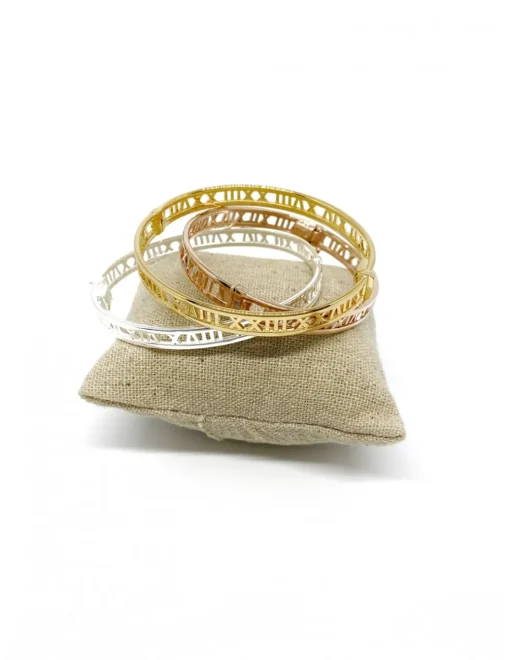Bracciale Rigido a Schiava con Numeri Romani COLORE ARGENTO Bianco MISURA DONNA